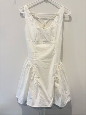 White Sleeveless Mini Dress with Flared Skirt